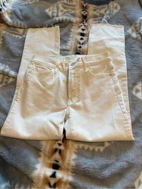 MOTHER Straight Leg Jeans in Off-White